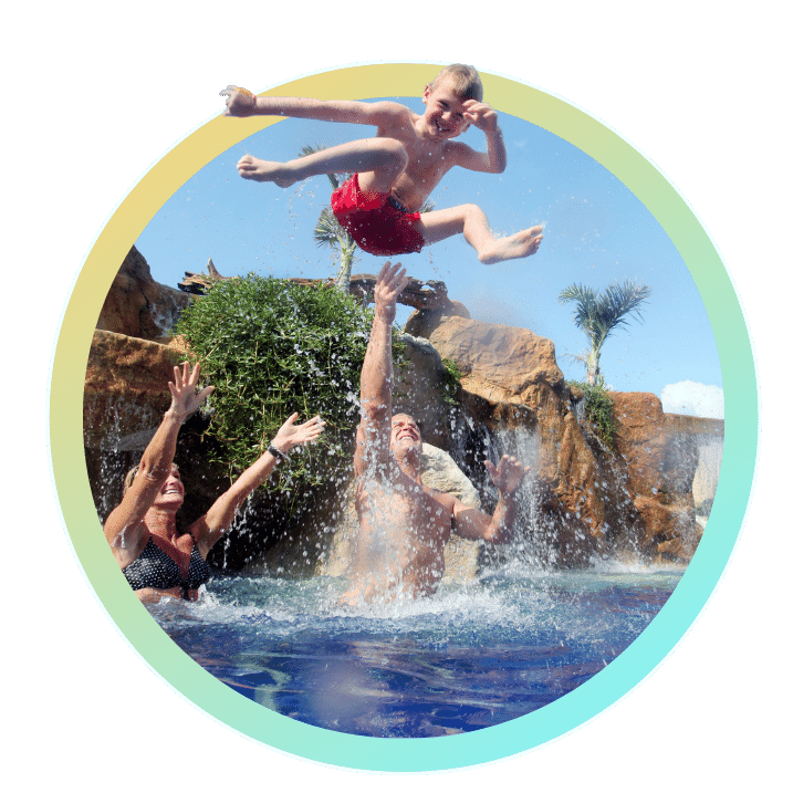 Enjoying a swim on holiday in the hotel pool